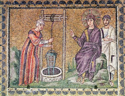 Die Frau von Samaria am Brunnen, Szenen aus dem Leben Christi von Byzantine School